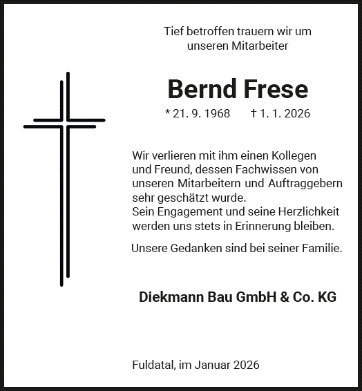Bernd Frese Traueranzeige